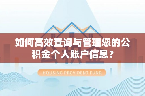 隆阳如何高效查询与管理您的公积金个人账户信息？