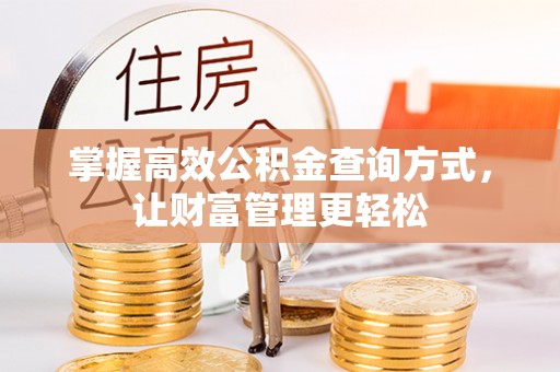隆阳掌握高效公积金查询方式，让财富管理更轻松